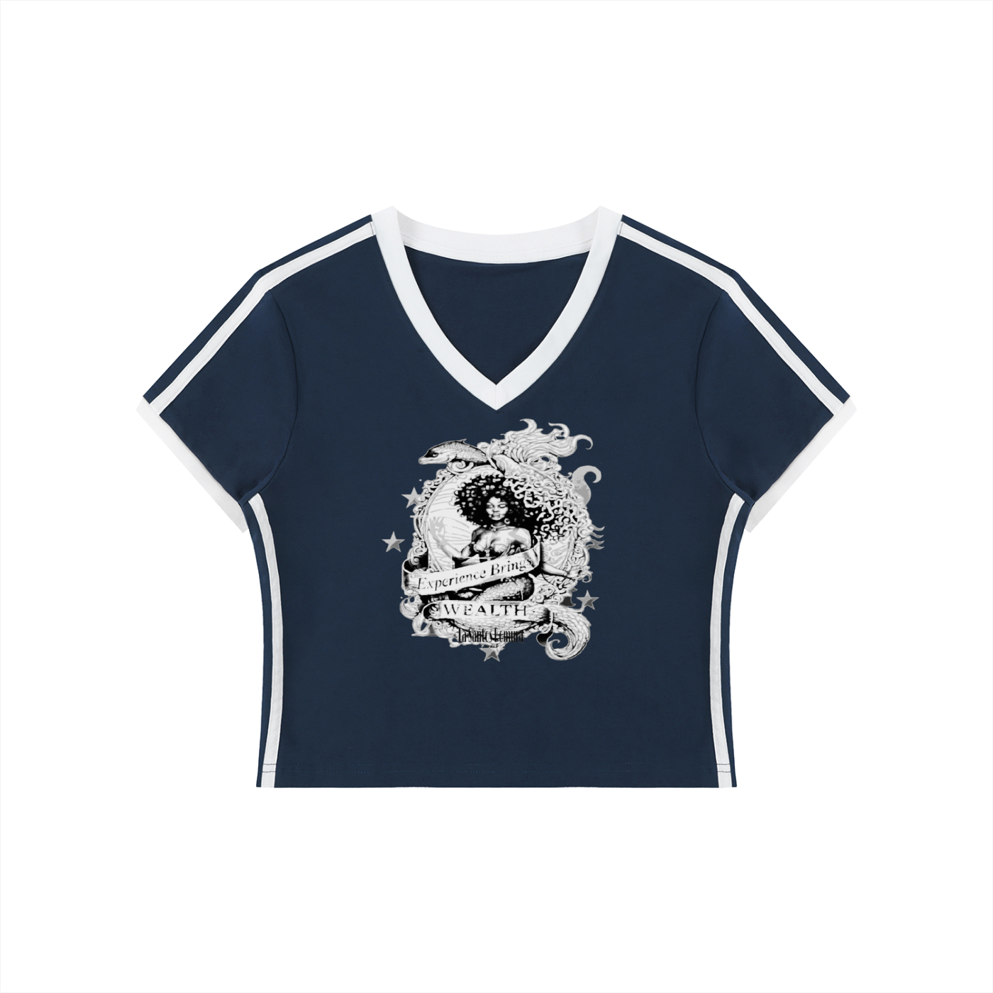 LaSantos Bomura "Experience Brings Wealth" Varsity Crop Tee