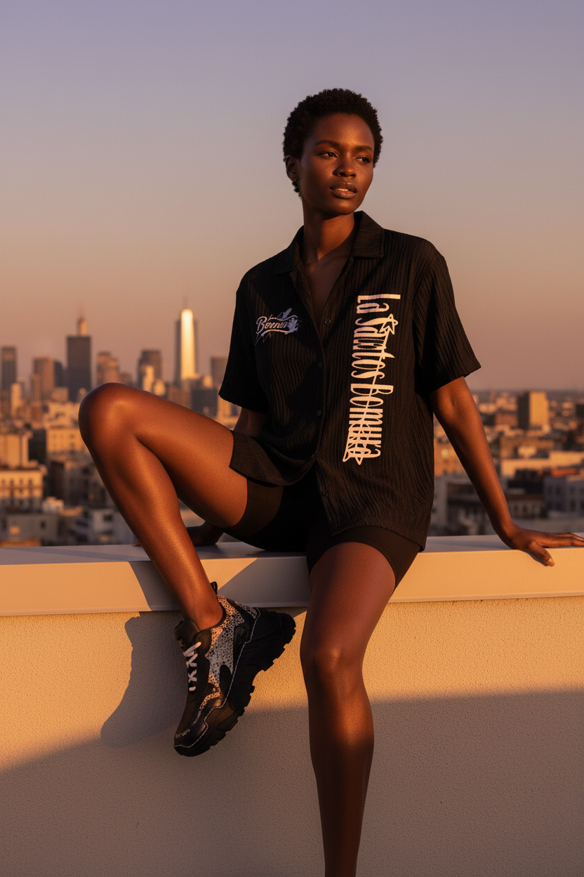 Female Model - Seated Rooftop Pose