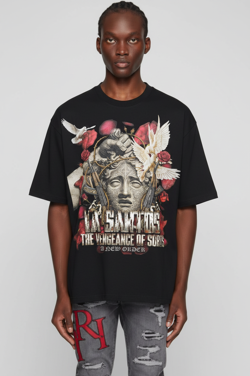 La Santos Blood Roses Tee on Model