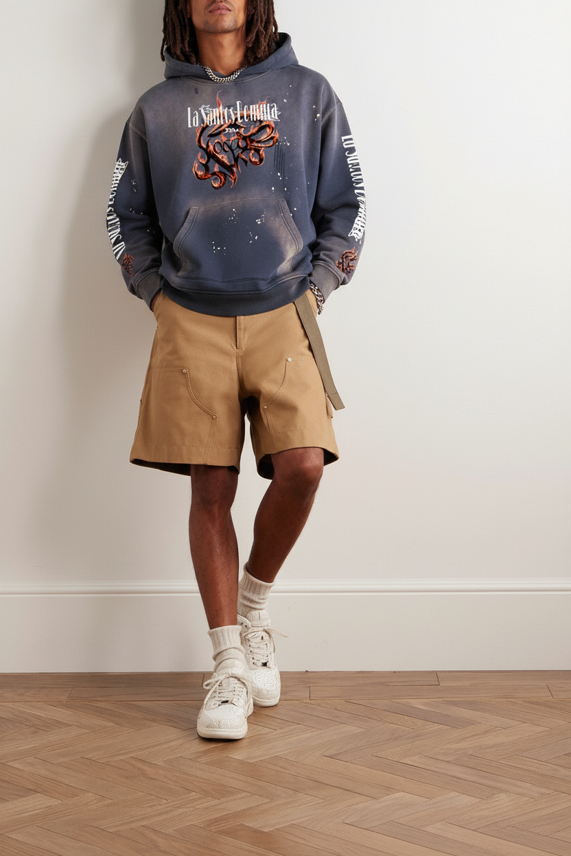 Model in Bomura Flame Hoodie