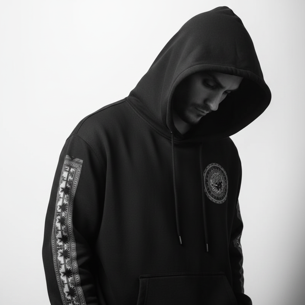Model wearing Bomura Tribal Mandala Oversized Pullover