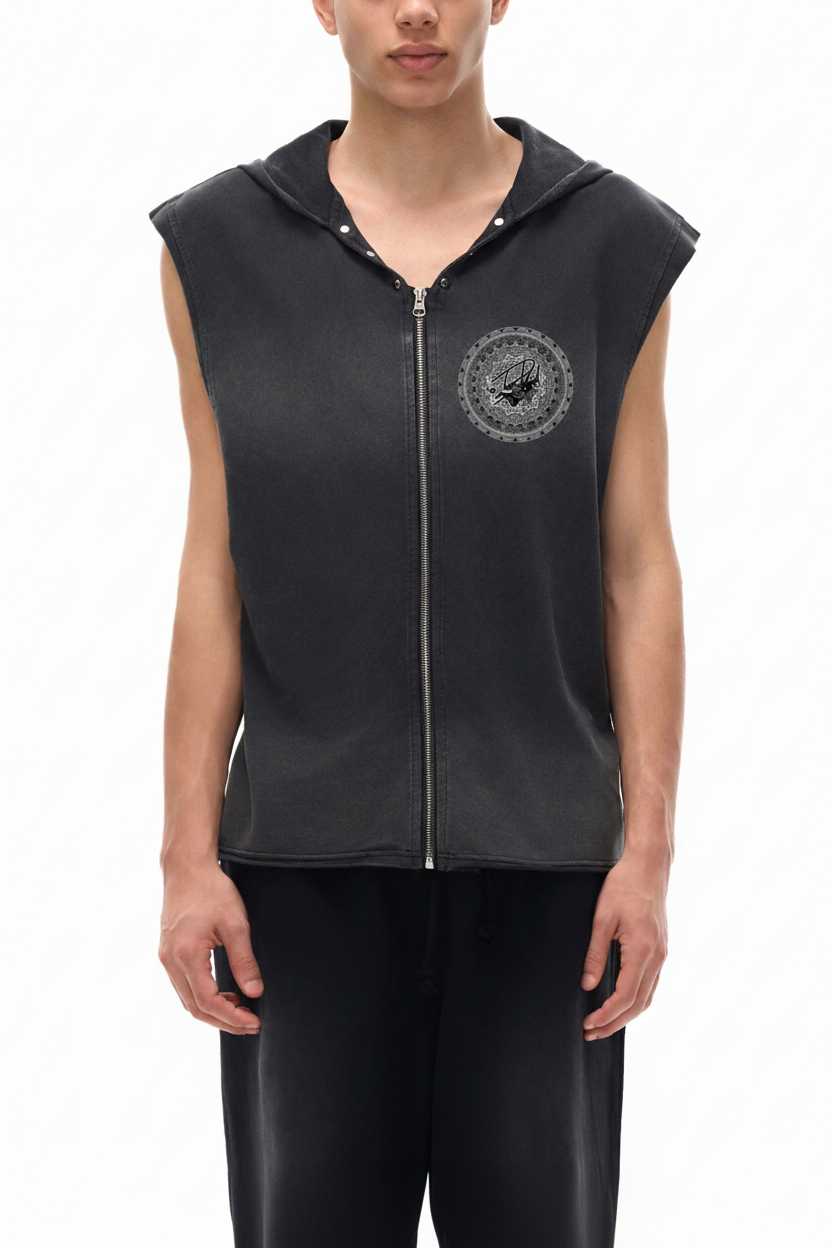 Obsidian Cipher Vest — Model with Logo