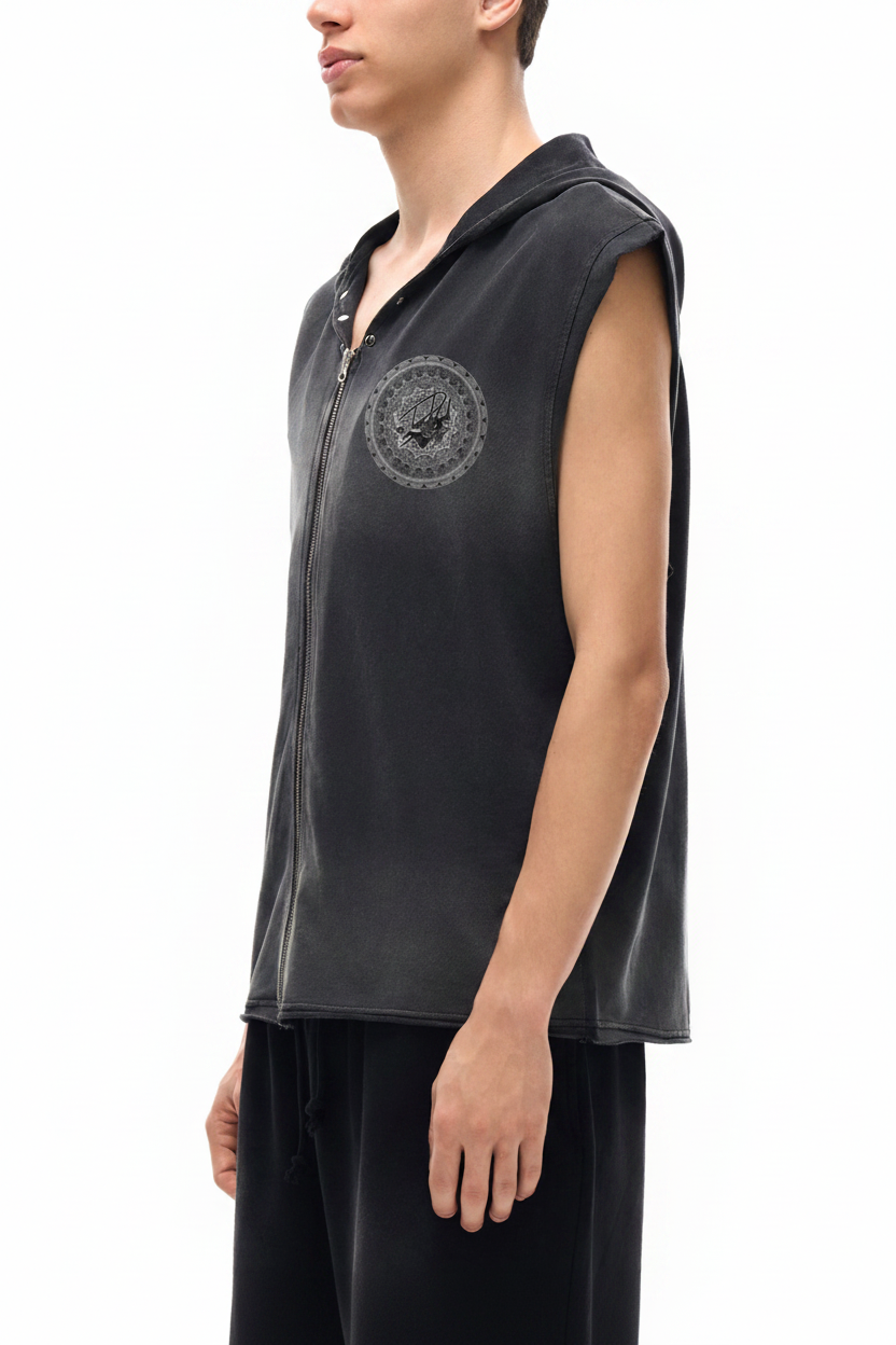 Obsidian Cipher Vest — Side Profile with Logo