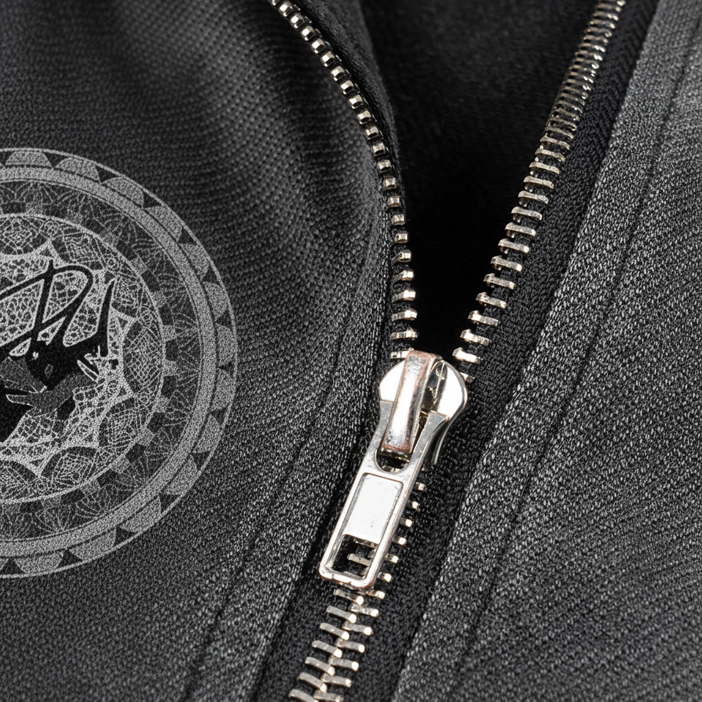 Obsidian Cipher Vest — Zipper Detail with Logo