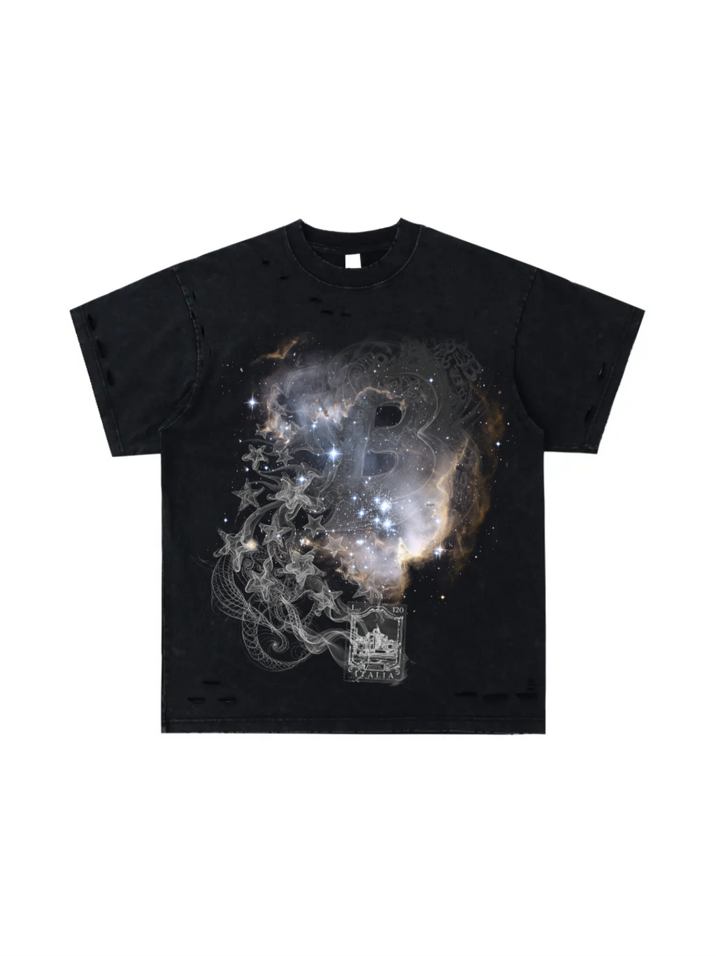 Bomura Celestial Wealth Crest Distressed Tee