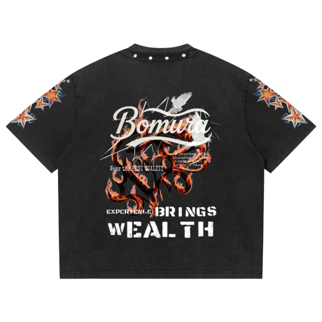 Bomura "EBW Flame" Studded Washed Tee