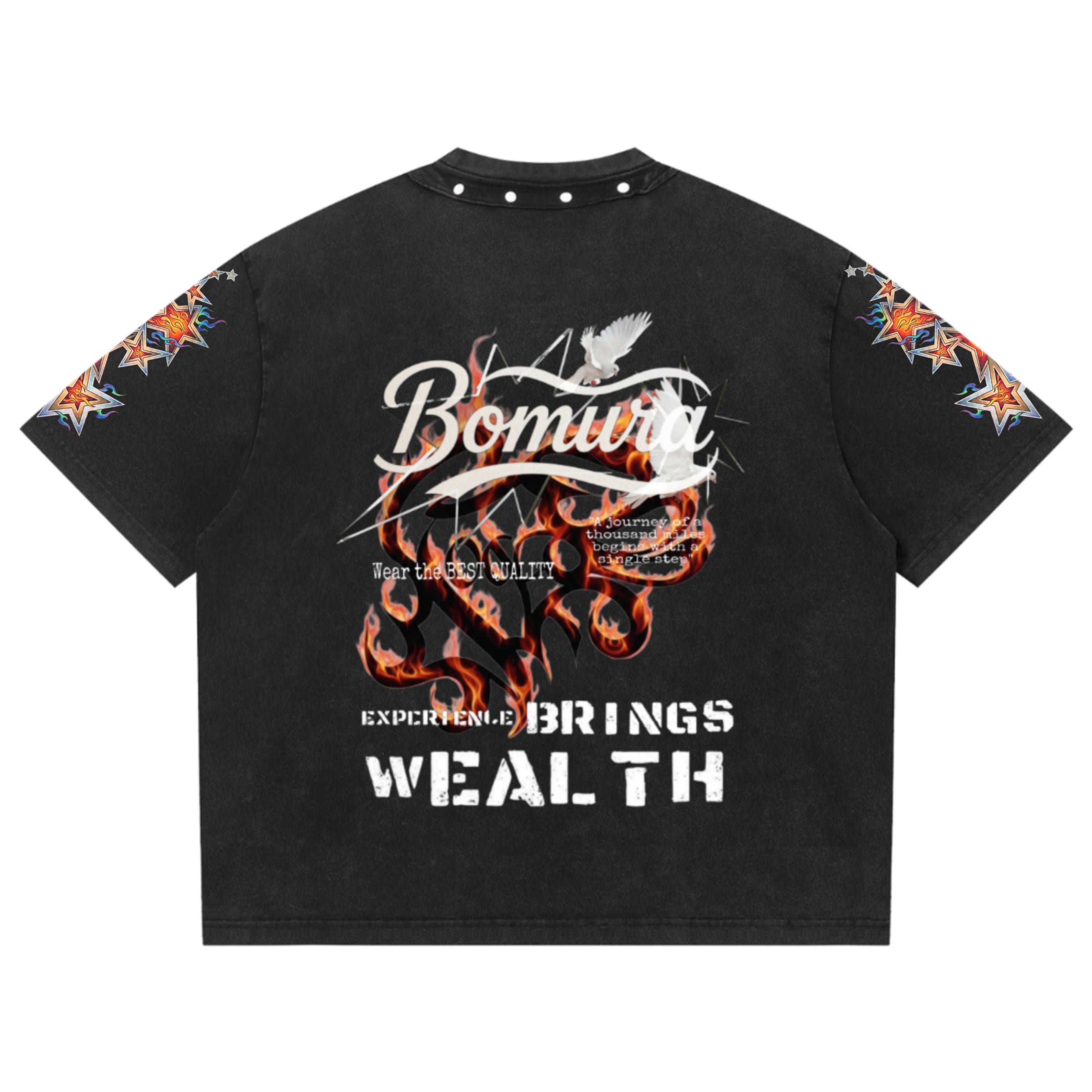 Bomura "EBW Flame" Studded Washed Tee