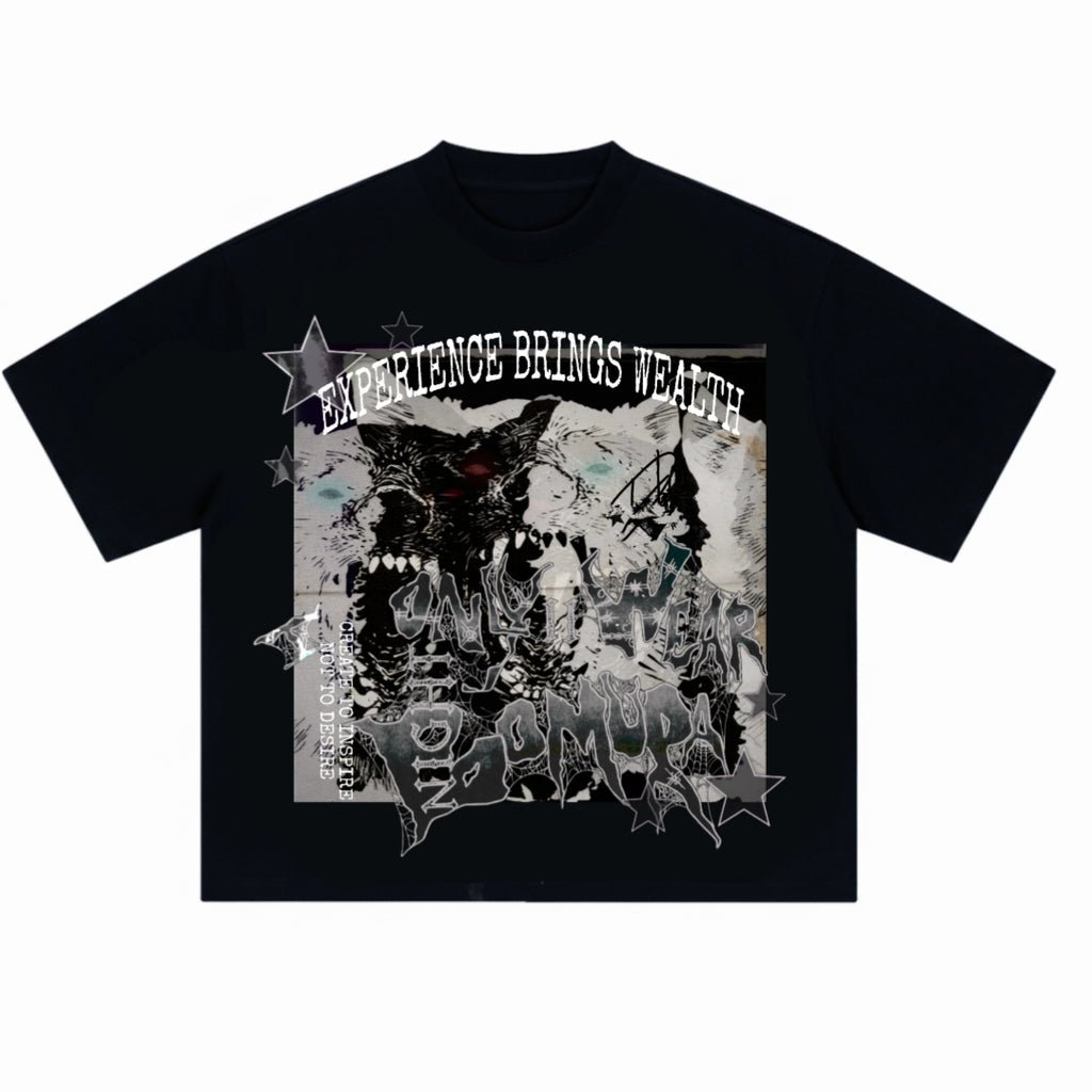 Bomura Wealth of the Wolf "Create to Inspire Not to Desire" Oversized Tee