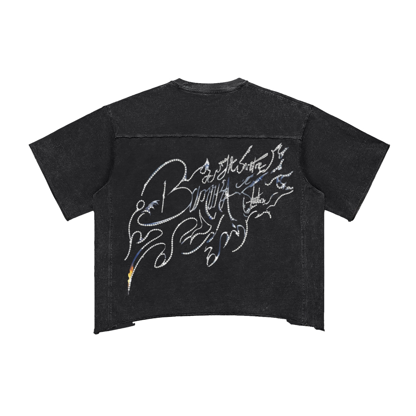 Bomura Signature rhinestone XVI — Raw Edge Boxy Tee
