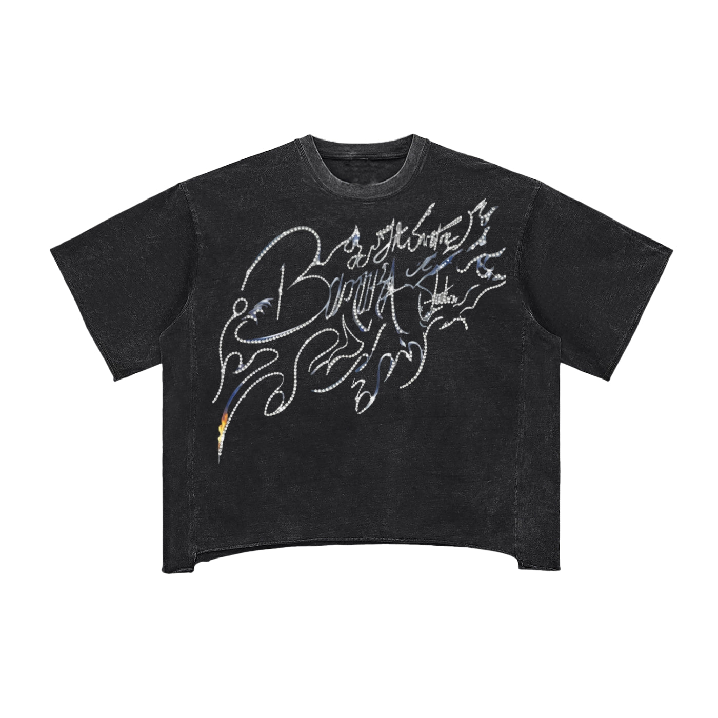 Bomura Signature rhinestone XVI — Raw Edge Boxy Tee