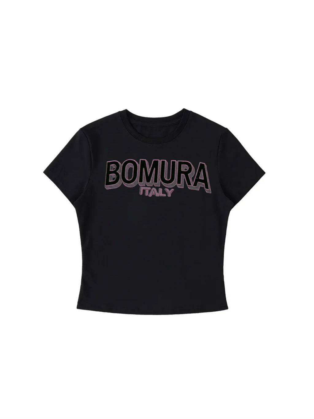 Bomura Italy Pink Velvet Shadow Embroidery Tee