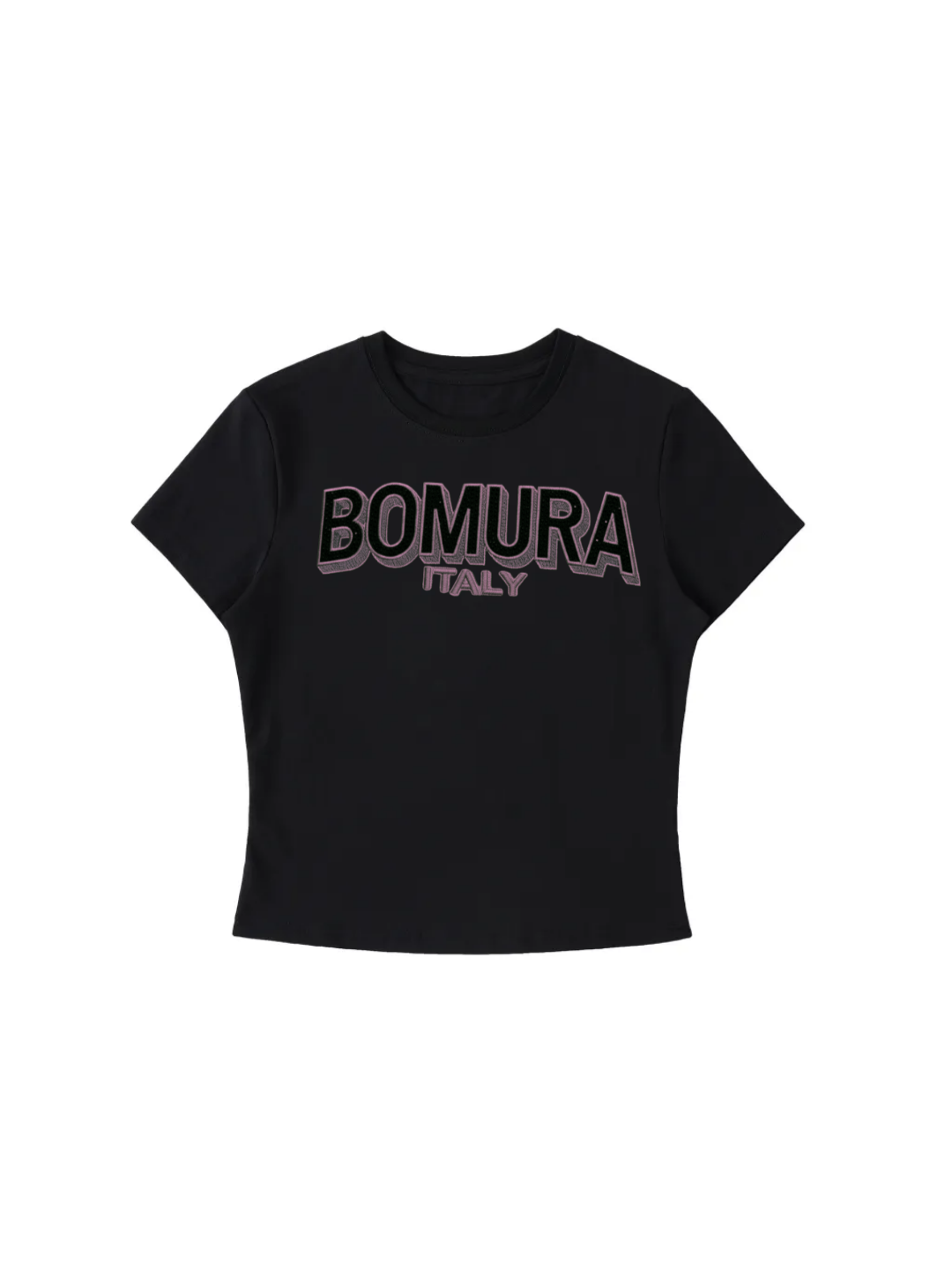Bomura Italy Pink Velvet Shadow Embroidery Tee