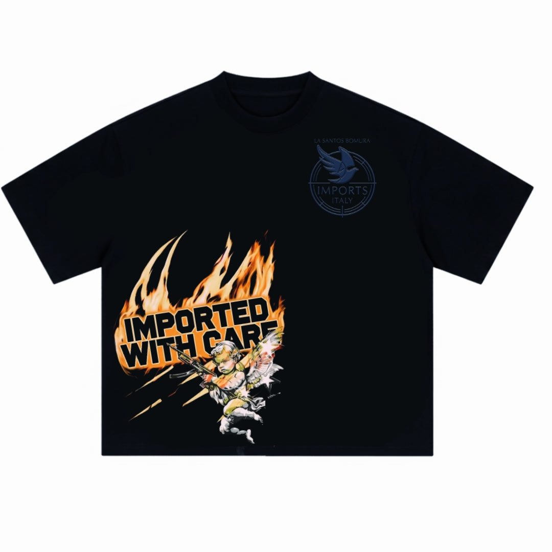 Bomura Angel Imported With Care Oversized Tee