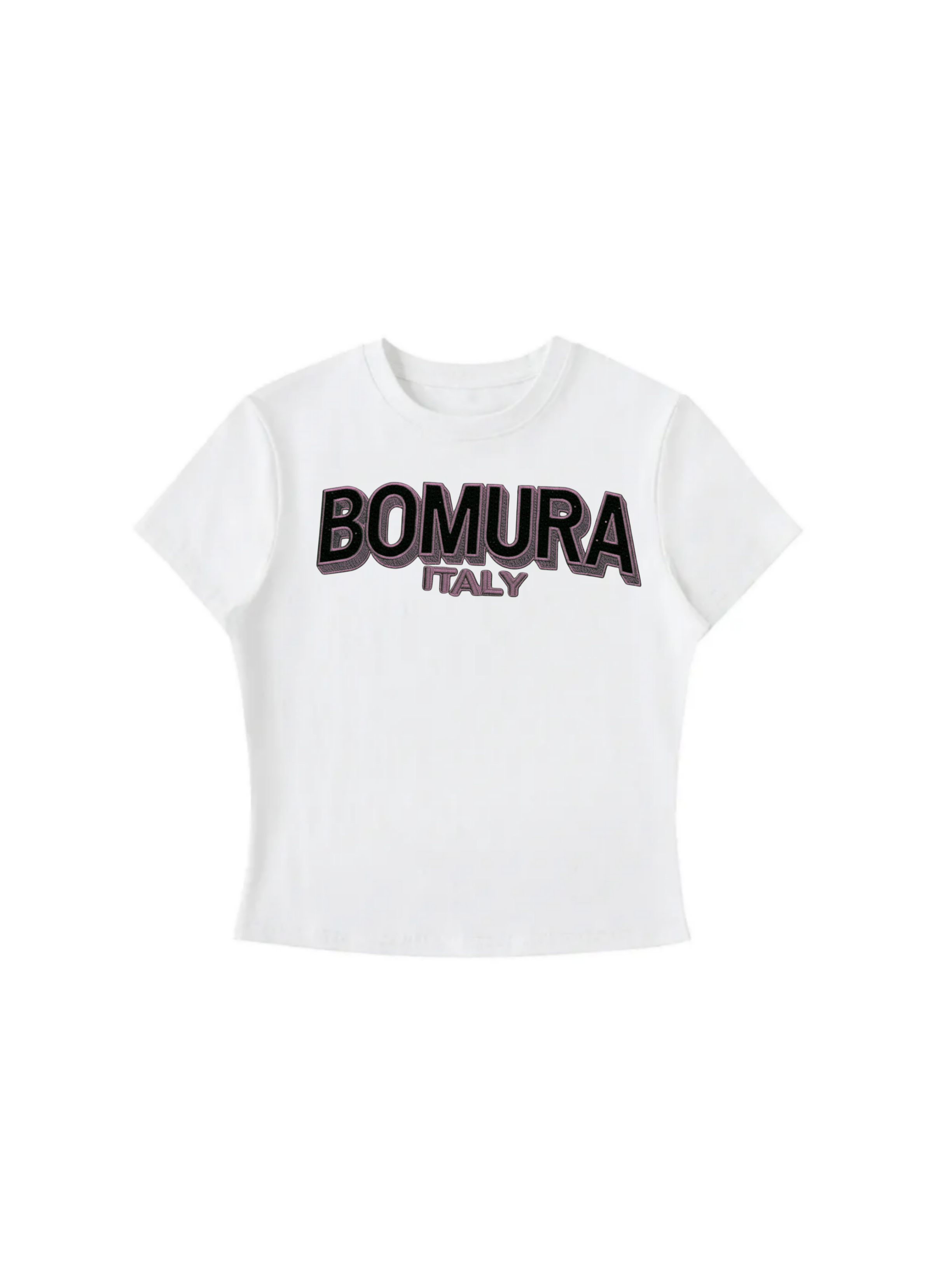 Bomura Italy Pink Velvet Shadow Embroidery Tee