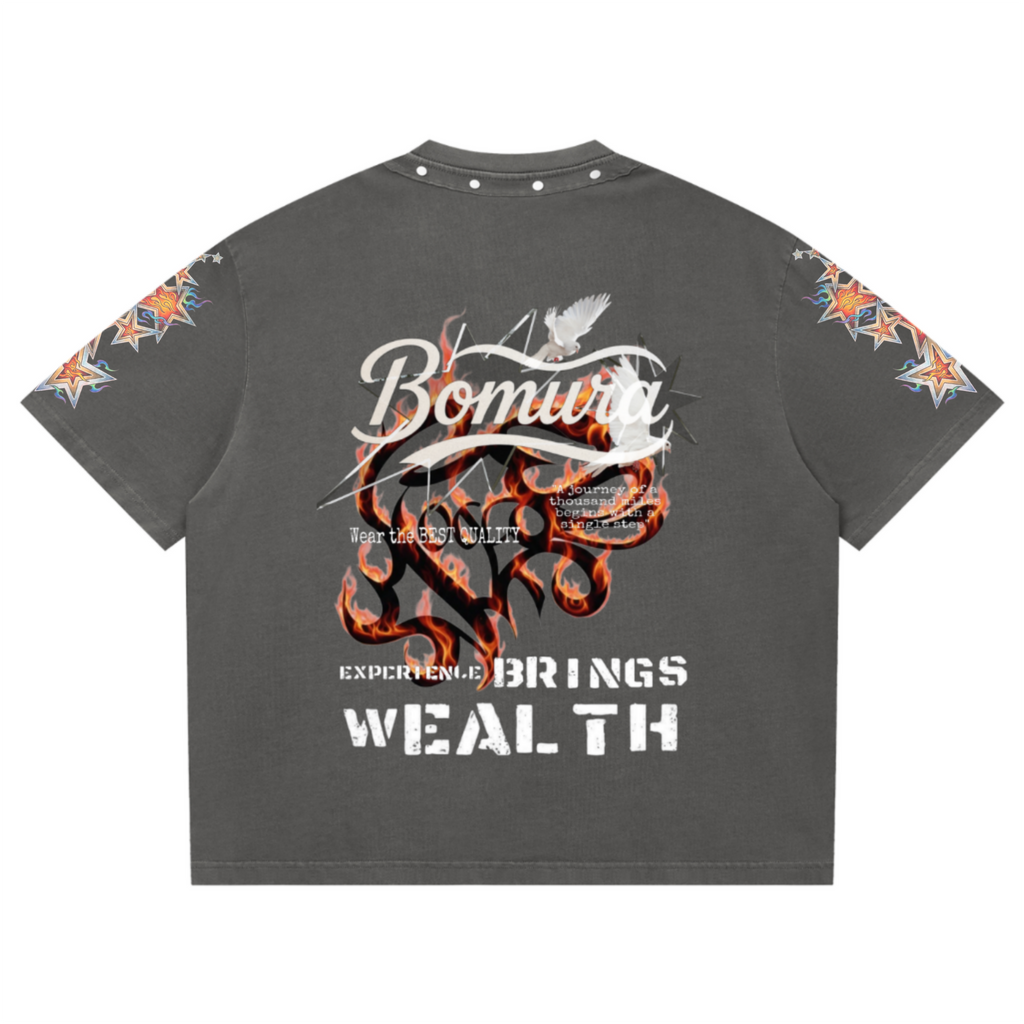 Bomura "EBW Flame" Studded Washed Tee
