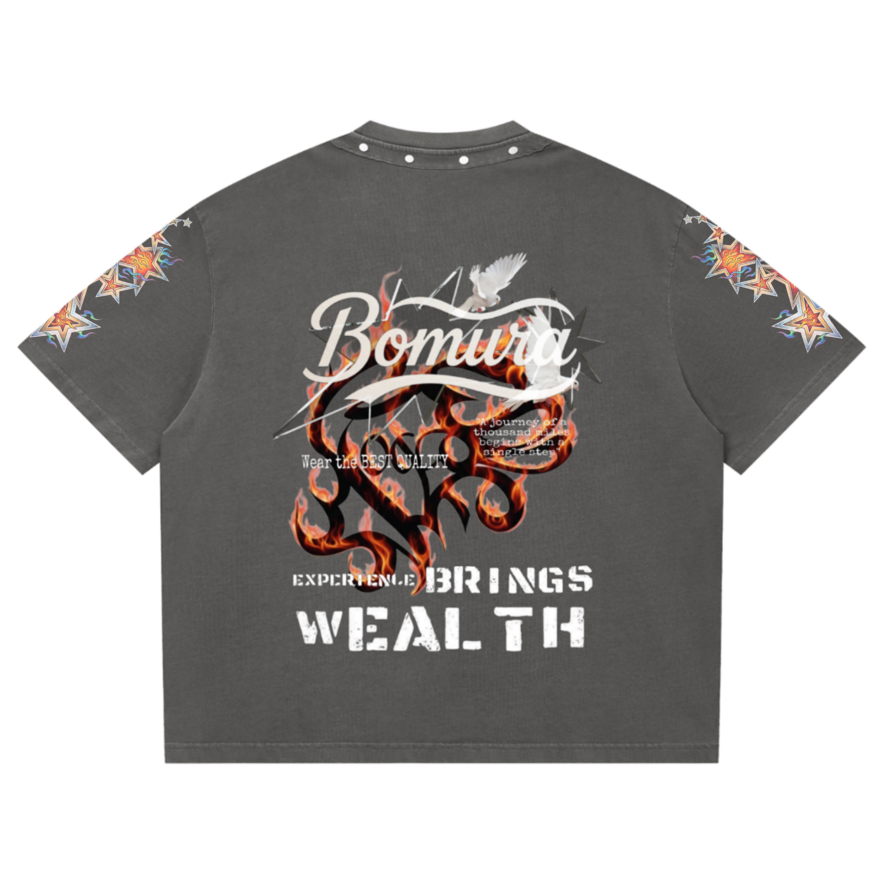 Bomura "EBW Flame" Studded Washed Tee