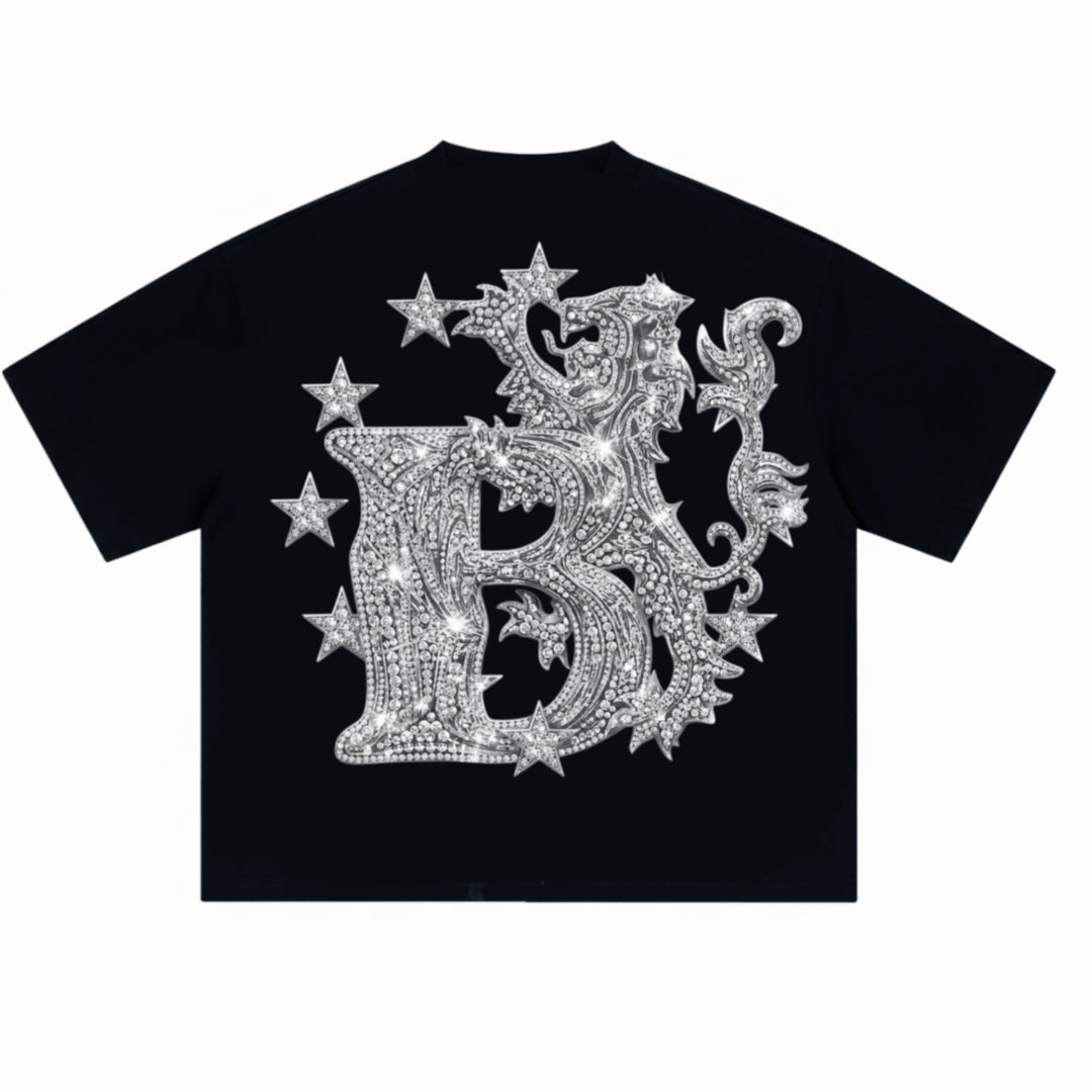 LaSantos Bomura Monogram "Experience Brings Wealth" Crystal Crest Tee