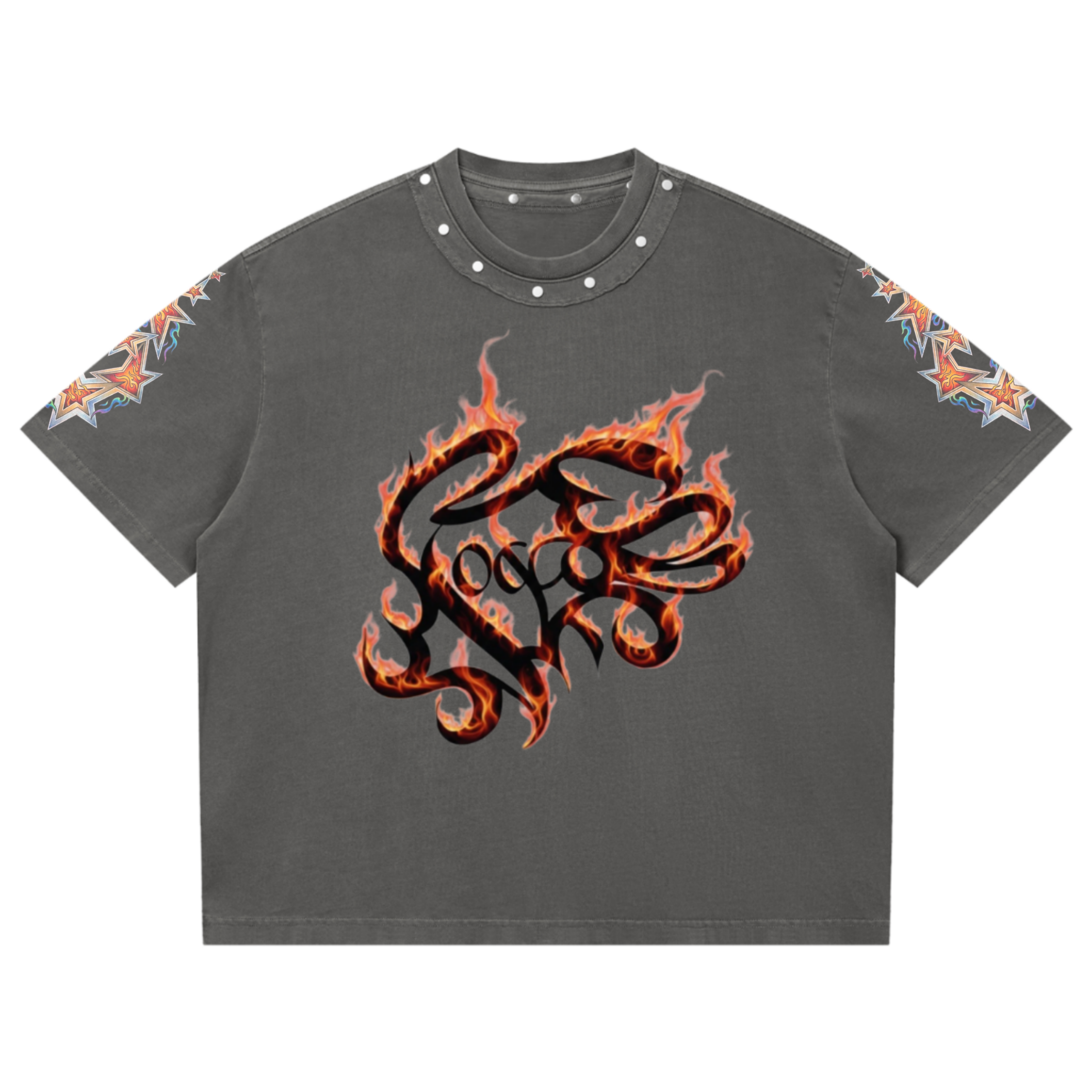 Bomura "EBW Flame" Studded Washed Tee