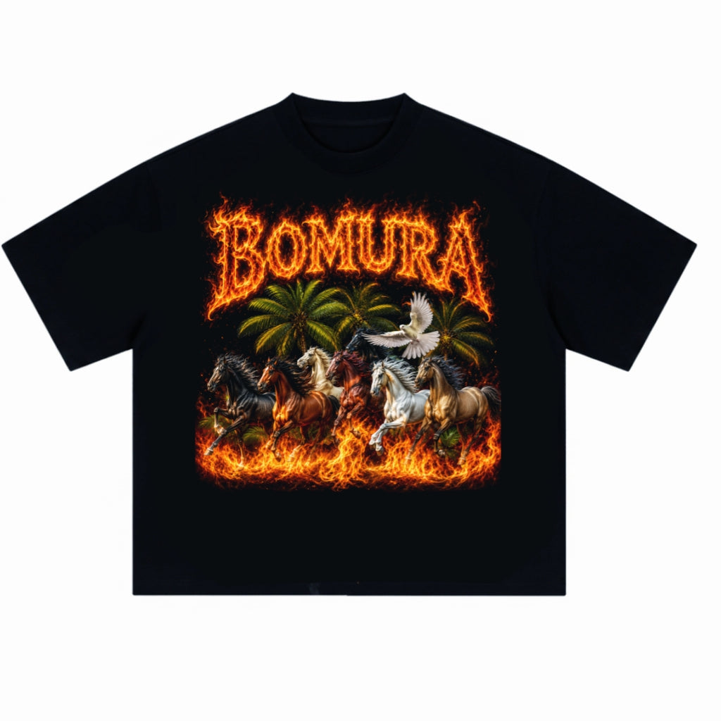 Bomura 'Fire & Freedom' Stampede Oversized Tee