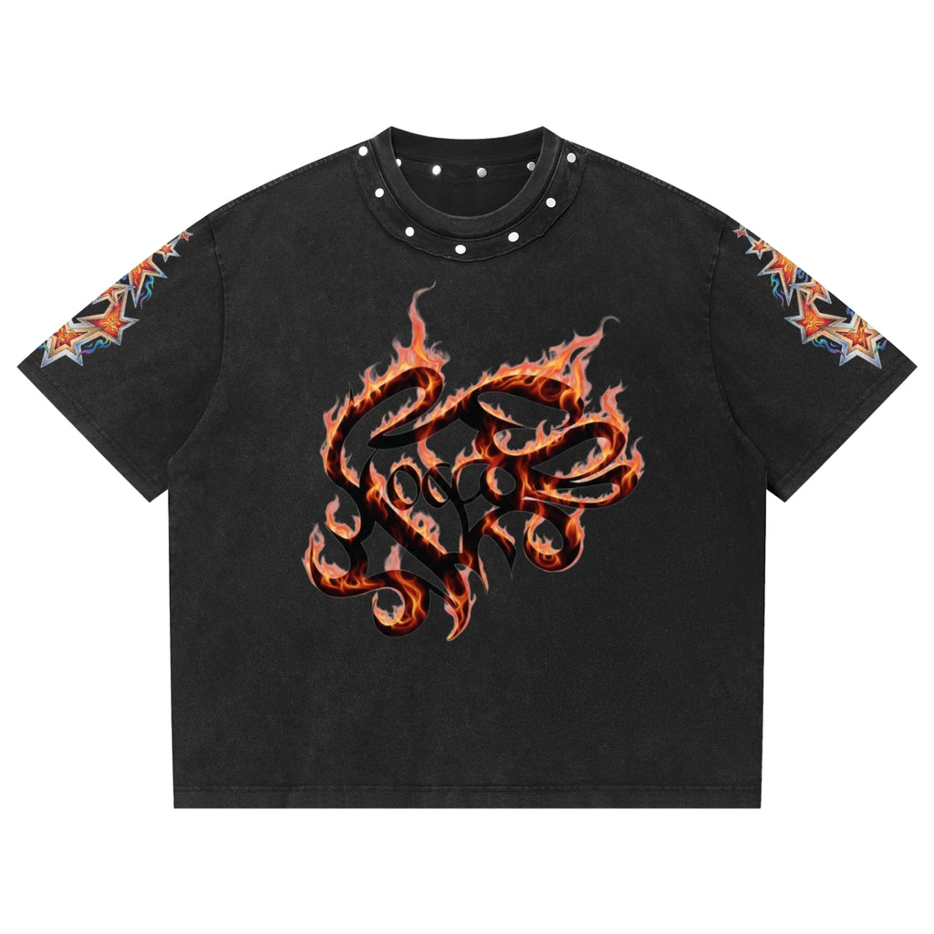 Bomura "EBW Flame" Studded Washed Tee