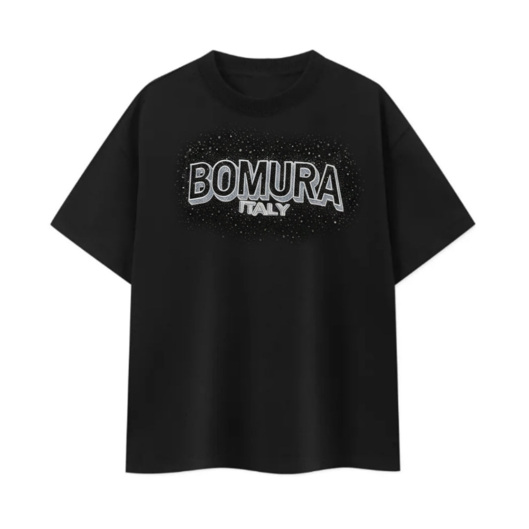 Bomura Mens Italy Nebula Diamond Crystal Oversized Tee