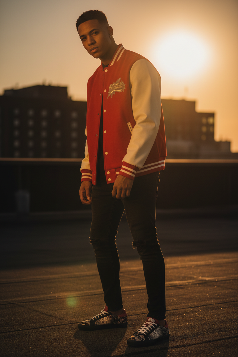 Rooftop golden hour three-quarter shot